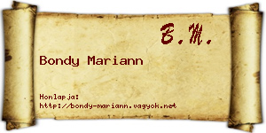 Bondy Mariann névjegykártya